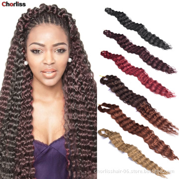 Wholesale Ombre 30 Inch Soft Water Wave Crochet Hair Attachment for Braids Long Deep Wave Synthetic Braiding Hair Extensions